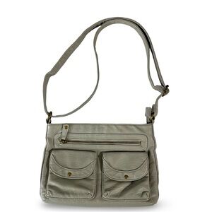 Bueno Gray Faux Leather Zip Closure Crossbody Shoulder Bag Adjustable Strap